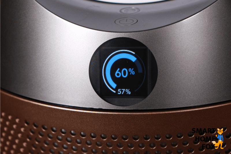 Дисплей Dyson Purifier Humidify+Cool Formaldehyde PH04 показывает заданное и фактическое значение увлажнения воздуха.